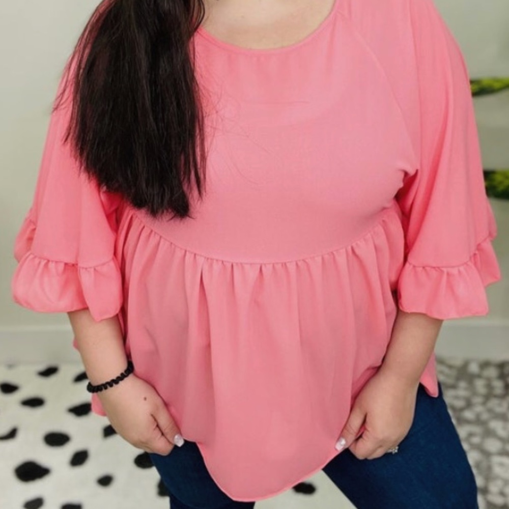 Haptics Babydoll Top Pink Shirt 2XL NWT
